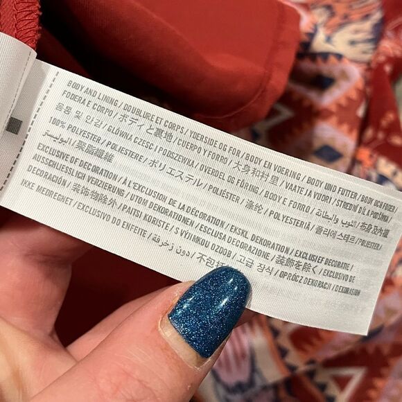 Hollister Mini Dress Tribal Floral Scoop Neck Cross Back Lined Red Size Small - Picture 2 of 5